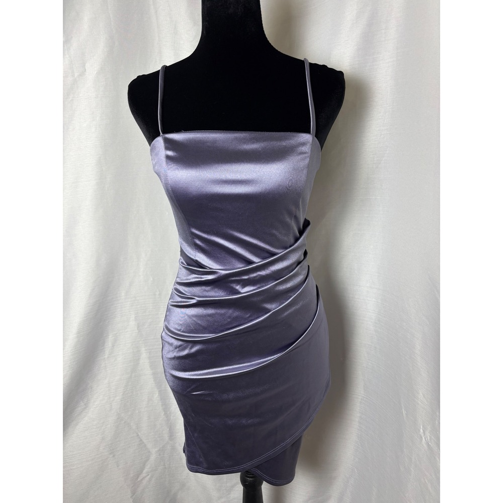 Windsor Mini Dress Women XS Purple Good Ruched Satin Bodycon Y2K Homecoming